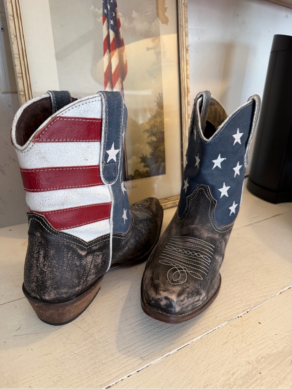 Roper American flag shorty cowboy boot 8.5 women’s like new - Picture 2 of 8